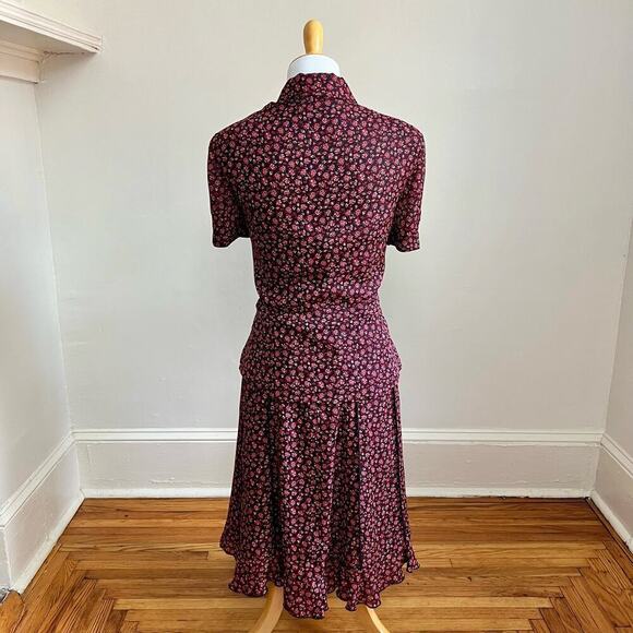 Vintage Y2K Danny & Nicole Floral Peplum Blouse with and Midi Aline Skirt Set 14 - Picture 11 of 15